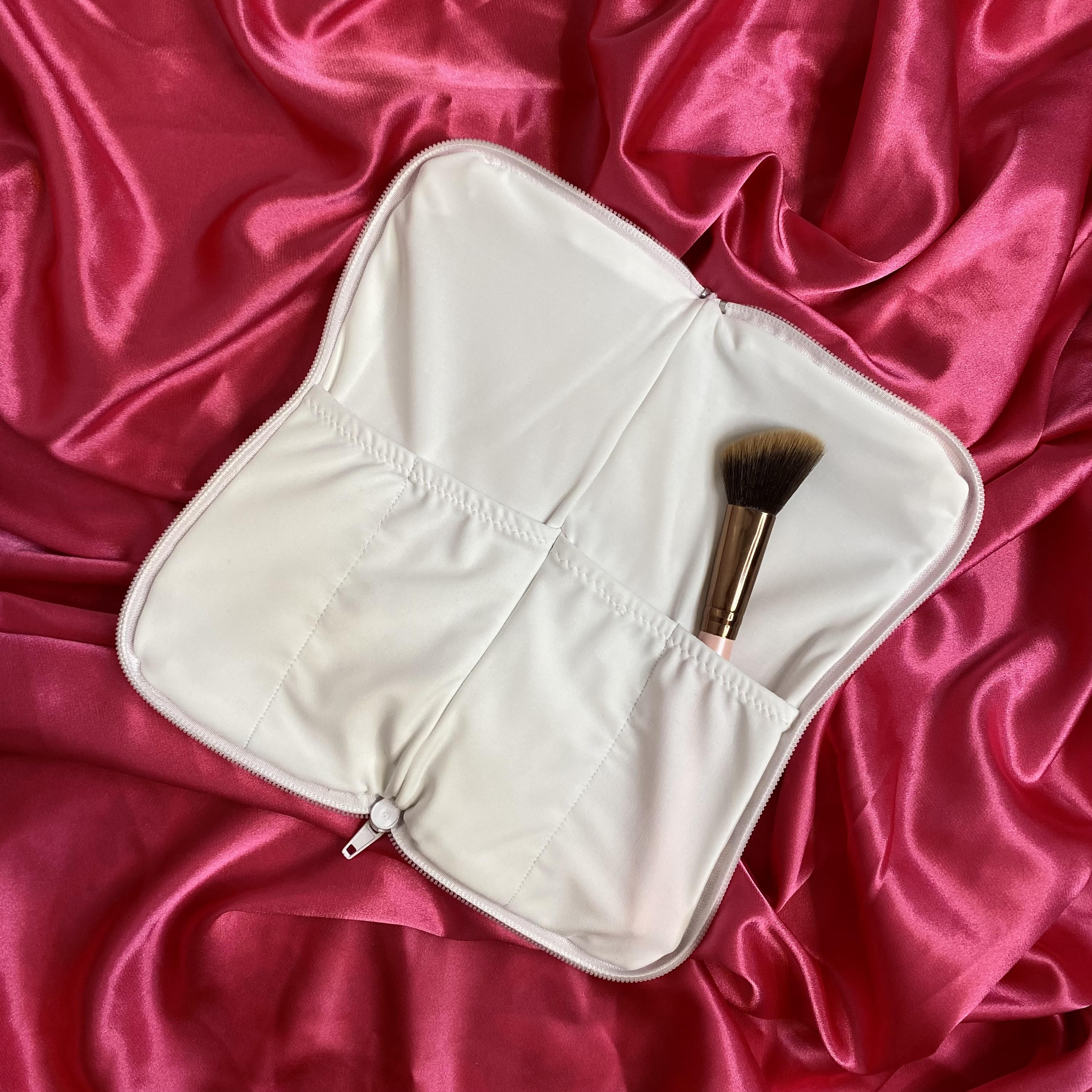 Ready for my Touch Up - Makeup Brush Travel Bag (White)